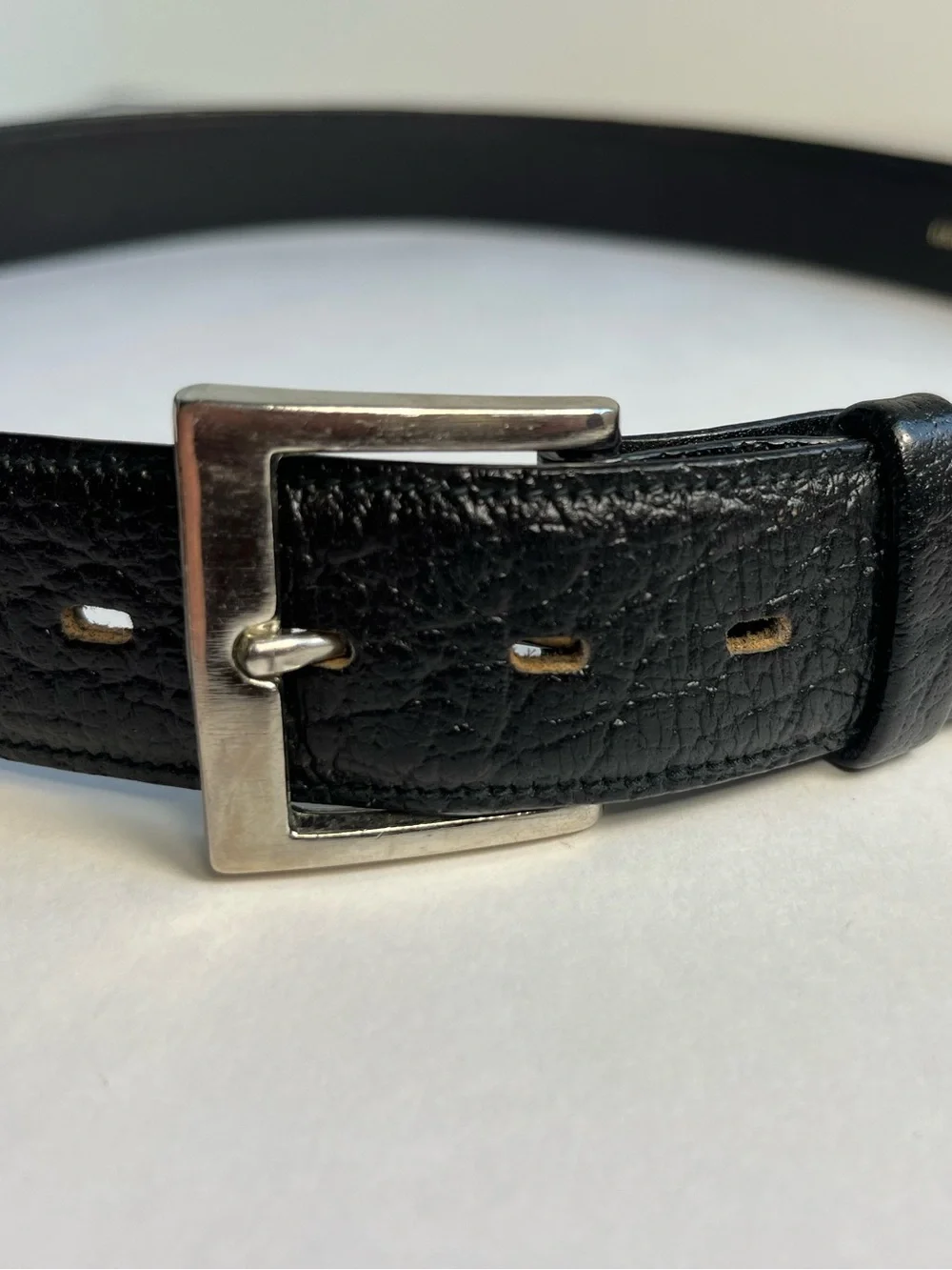 Lord Buxton 32 Black Dress Belt Rangoon Buffalo Removable Silver Tone Buckle